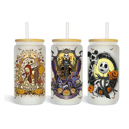 Nightmare Before Christmas - Holiday Frosted Glass Can - 16 oz.