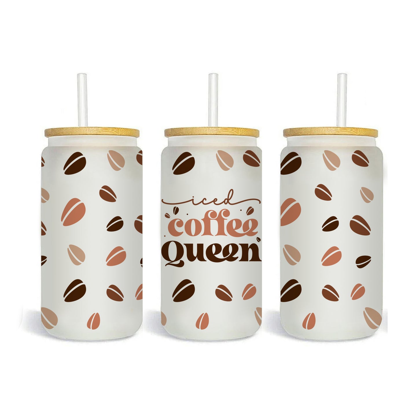 Iced Coffee Queen - Frosted Glass Can - 16 oz.